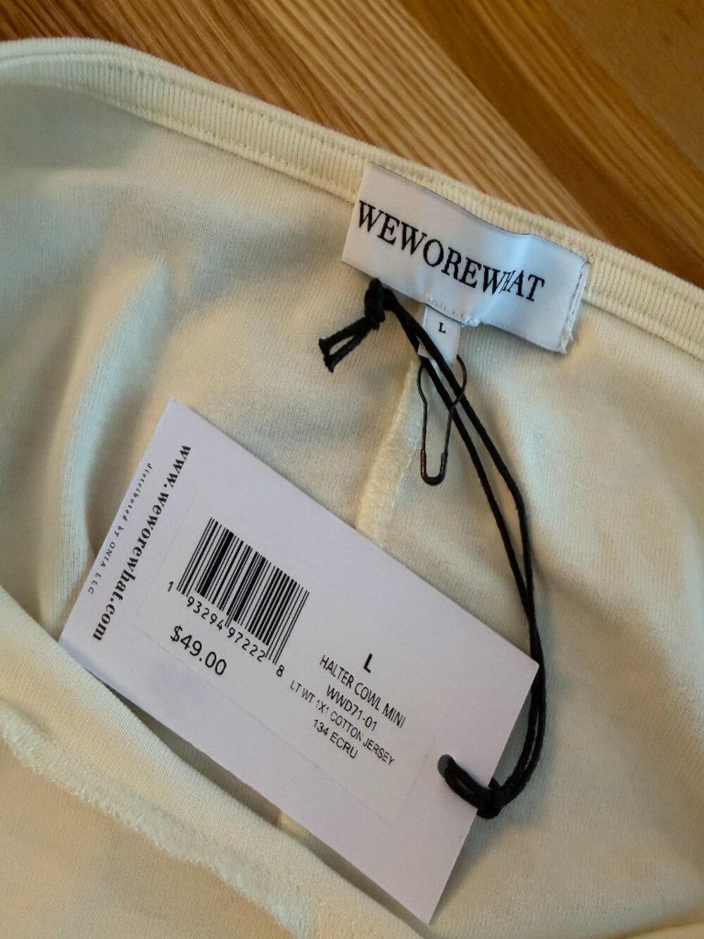 WeWoreWhat Halter Cowl Neck Mini Dress in Ivory - Size L - Picture 6 of 10